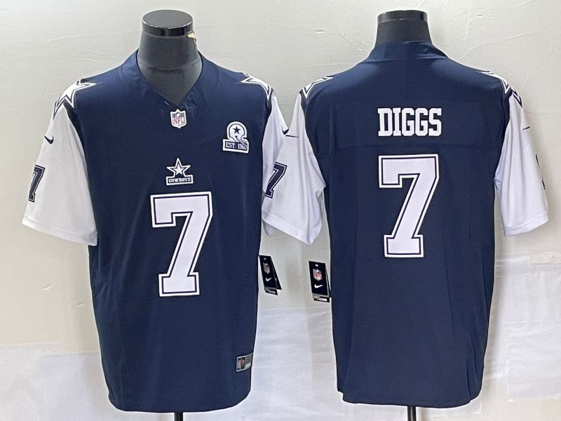 Men Dallas Cowboys 7 Diggs Blue Nike Vapor Limited 2023 NFL Jerseys